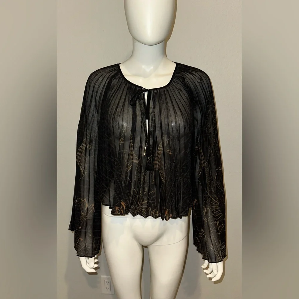 CAMILLA *Cobra King* black pleated double layer 2 pc Egyptian print dress top S - Picture 9 of 14